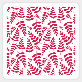 Pinky red leaves pattern on white Sticker